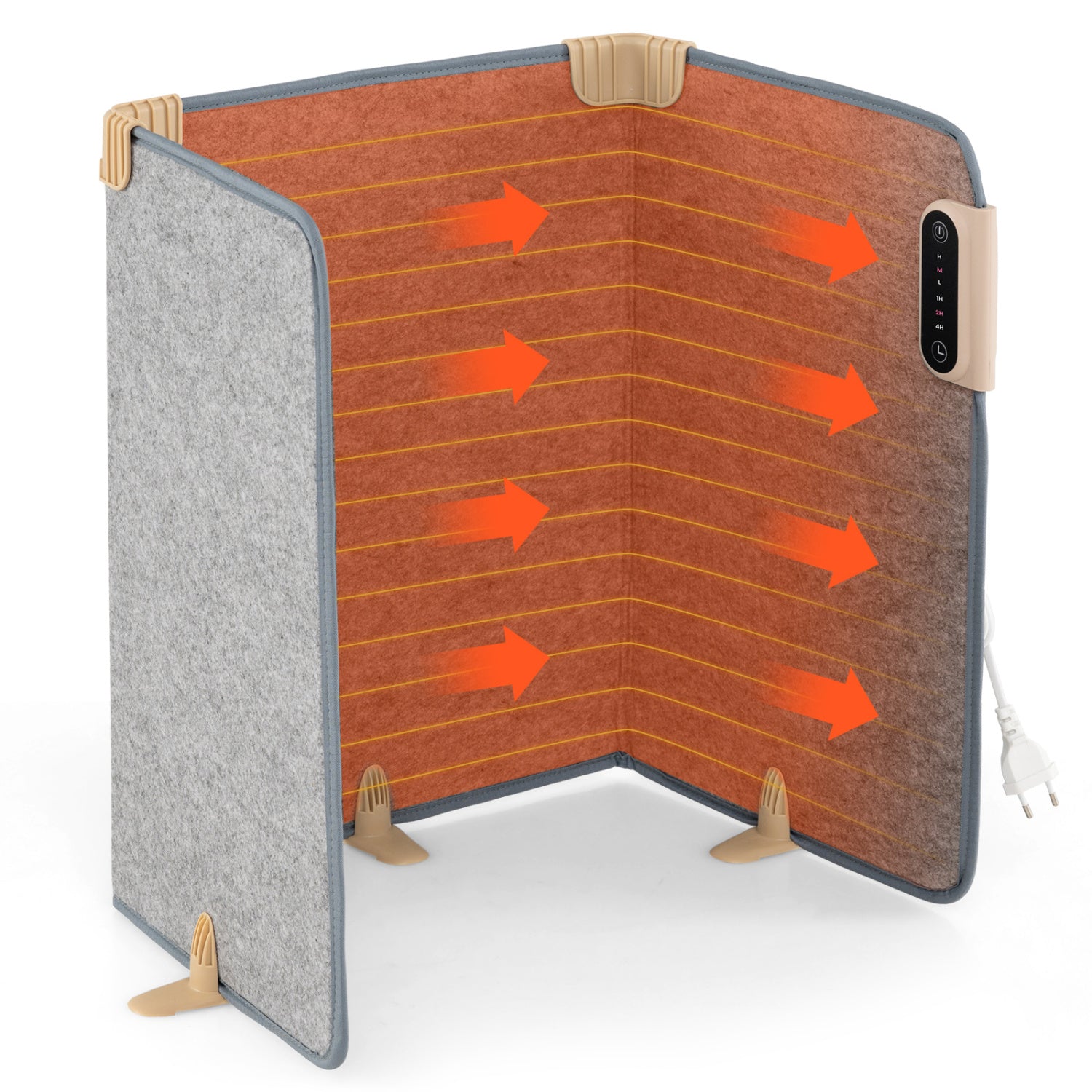 3-Fold Under Desk Heater, 3-Level Thermostat, 4H Timer, Gray Space Heaters Gray at Gallery Canada