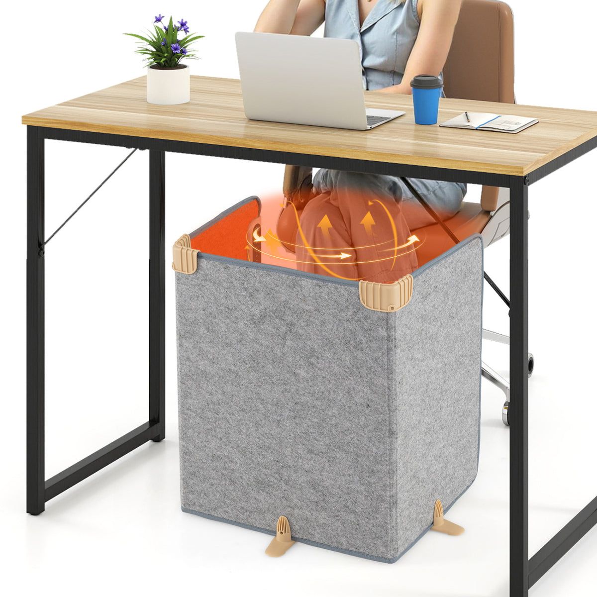 3-Fold Under Desk Heater, 3-Level Thermostat, 4H Timer, Gray Space Heaters at Gallery Canada