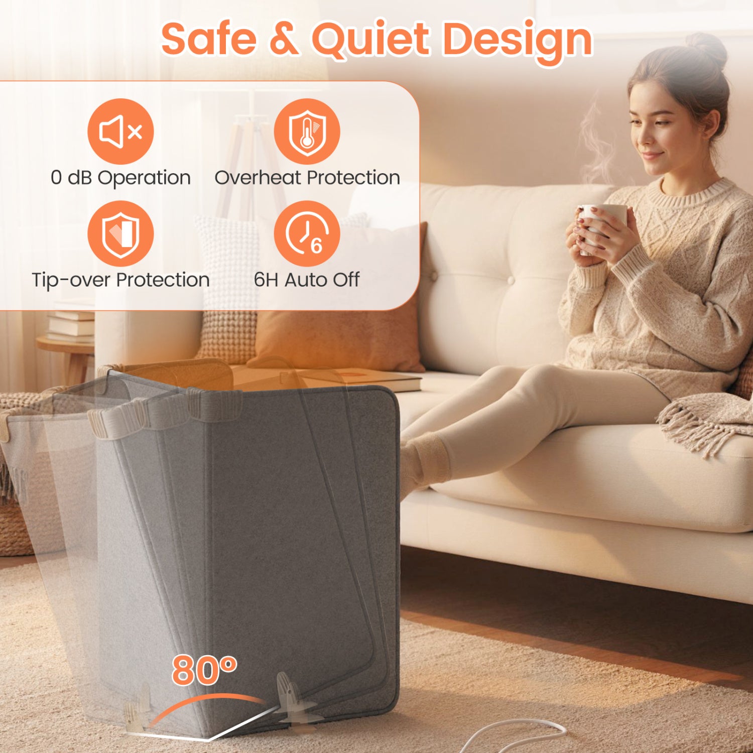 3-Fold Under Desk Heater, 3-Level Thermostat, 4H Timer, Gray Space Heaters at Gallery Canada