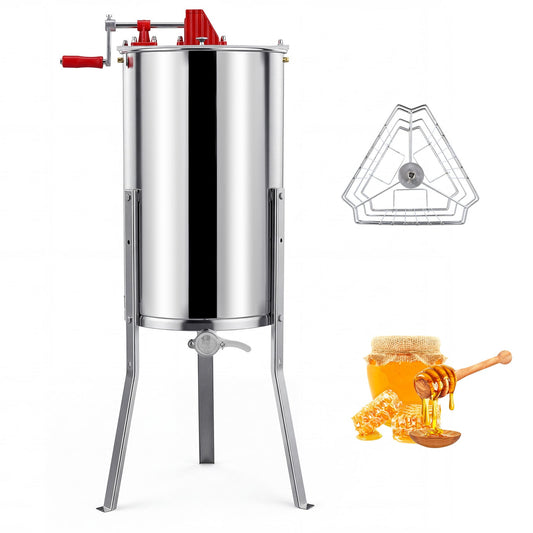 3 Frame Manual Honey Extractor, Gravity Flow Gate, Clear Lid Small Appliances Silver and Red at Gallery Canada