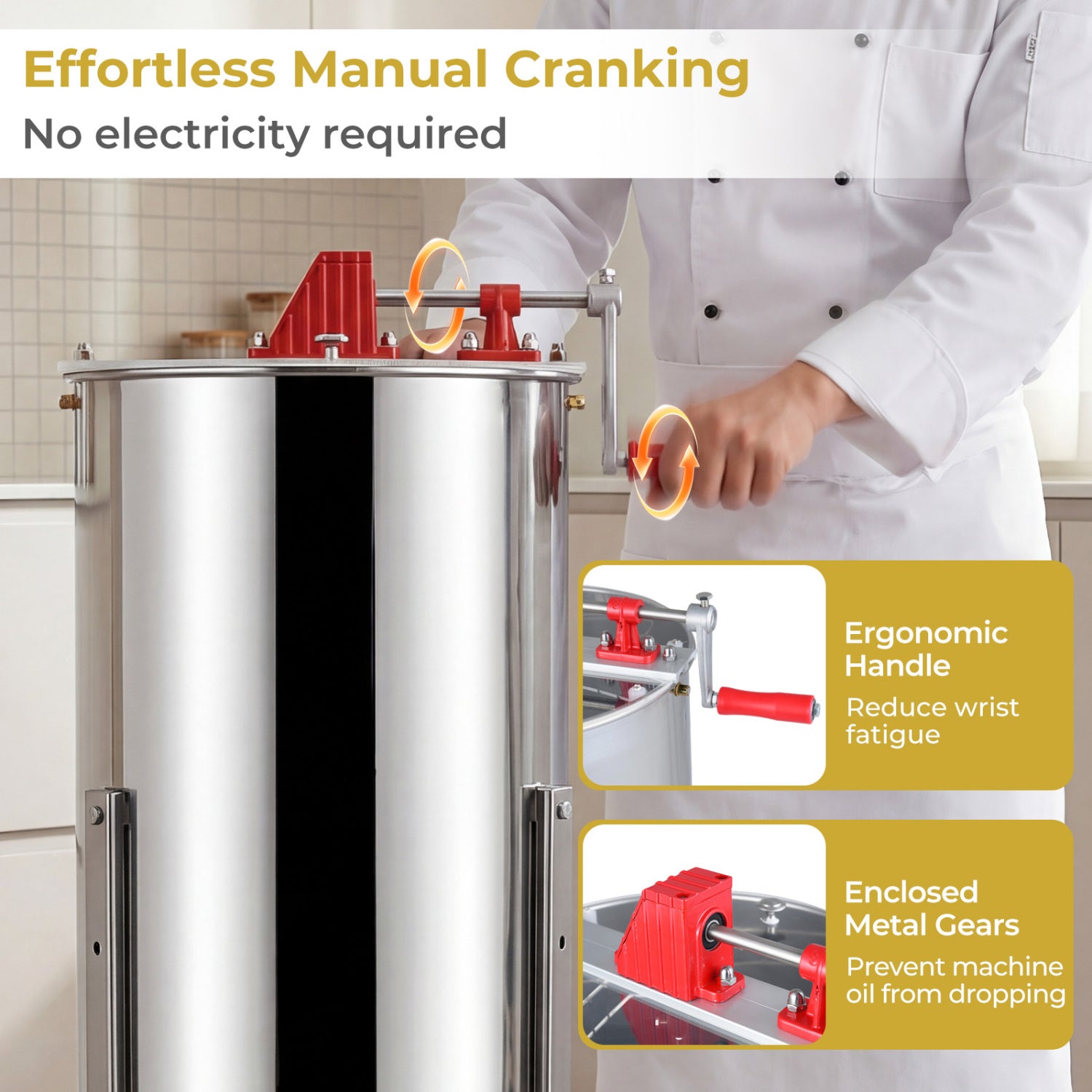 3 Frame Manual Honey Extractor, Gravity Flow Gate, Clear Lid Small Appliances at Gallery Canada