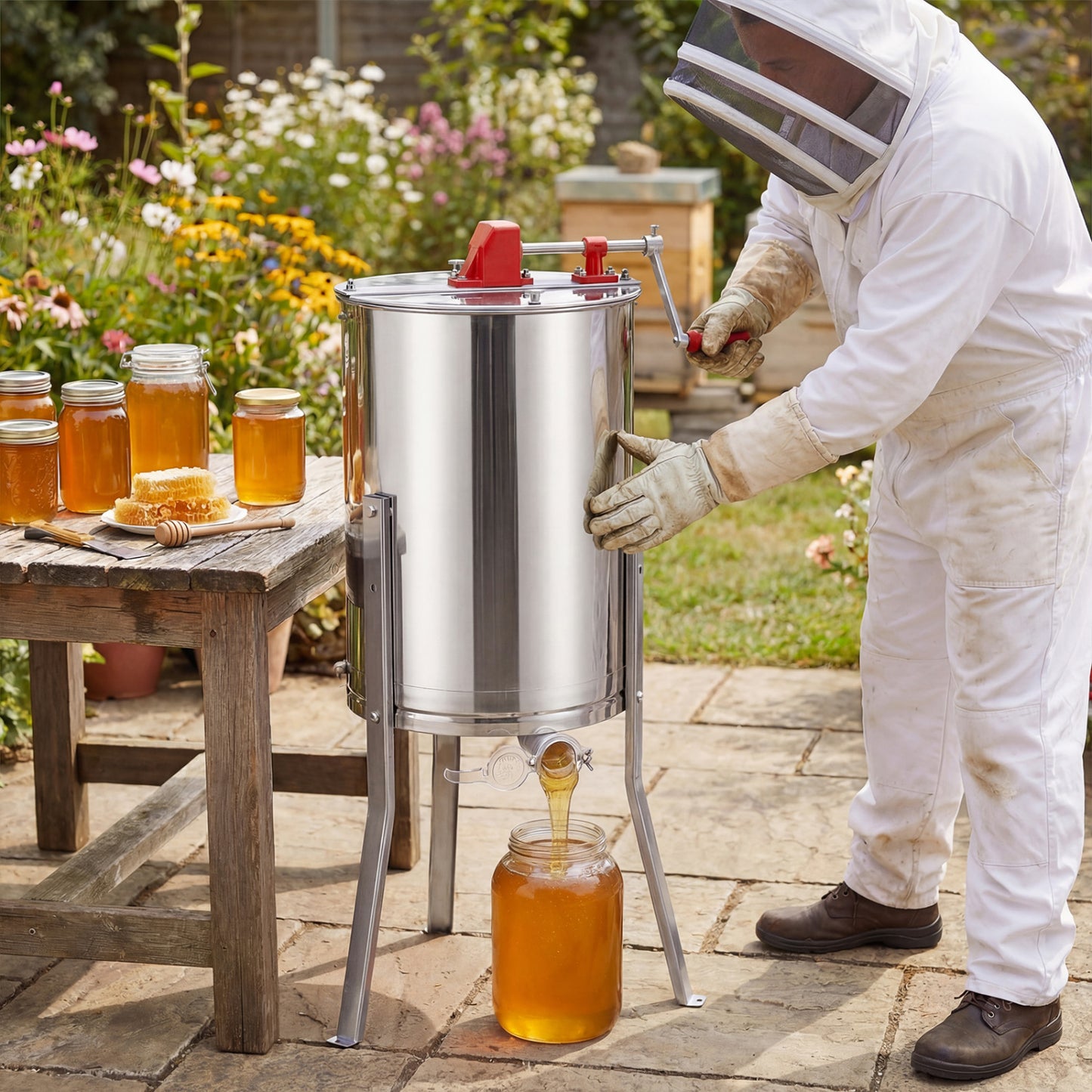 3 Frame Manual Honey Extractor, Gravity Flow Gate, Clear Lid Small Appliances at Gallery Canada