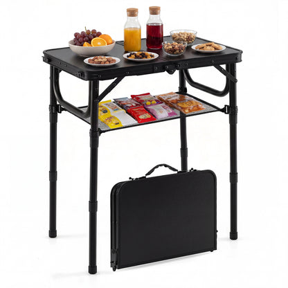 3-Height Folding Camping Table With Storage Net, Black Camping Furniture at Gallery Canada