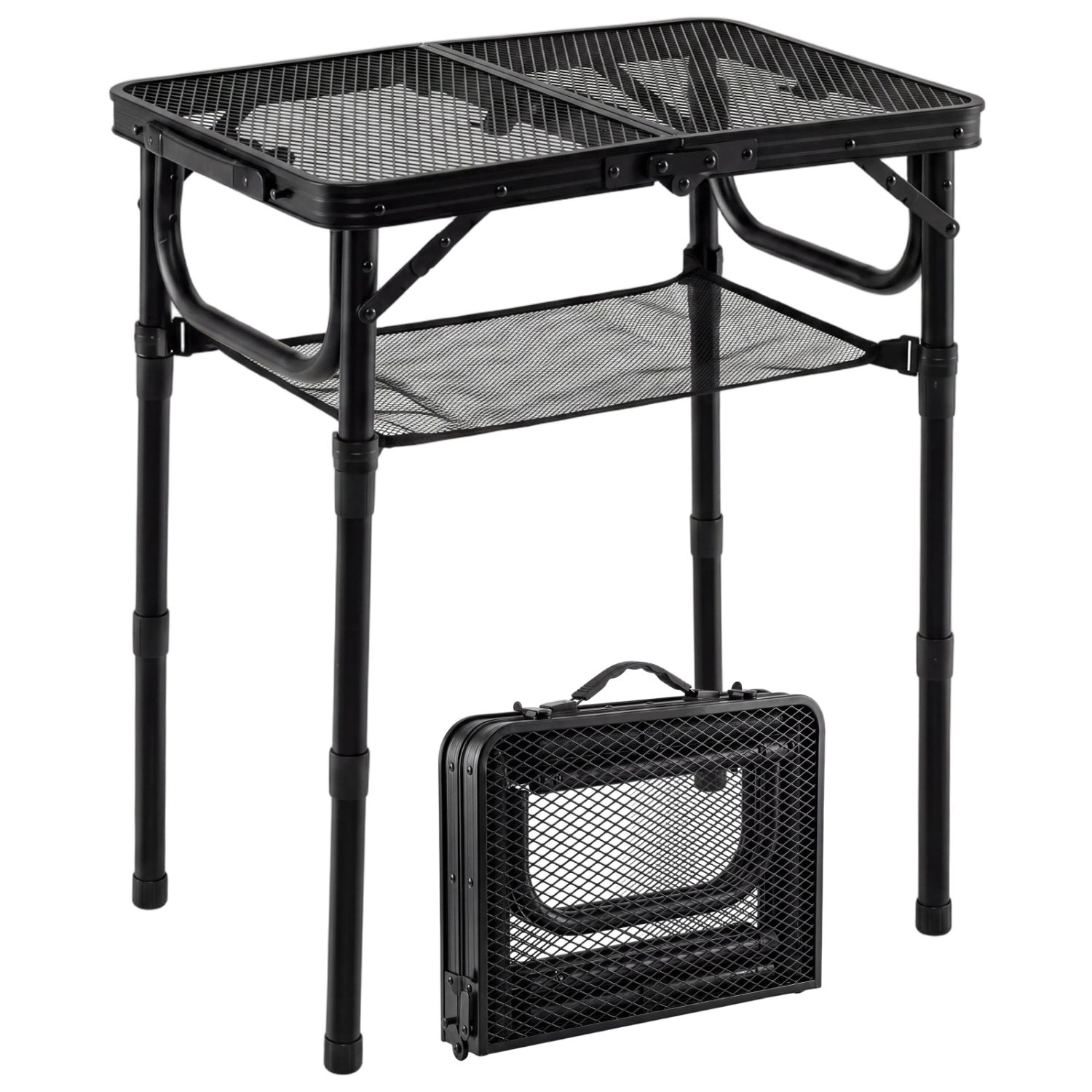 3-Height Folding Picnic Table with Storage, Black Camping Furniture Black at Gallery Canada
