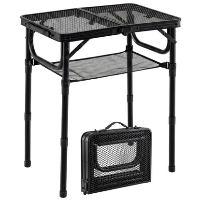 3-Height Folding Picnic Table with Storage, Black Camping Furniture Black at Gallery Canada