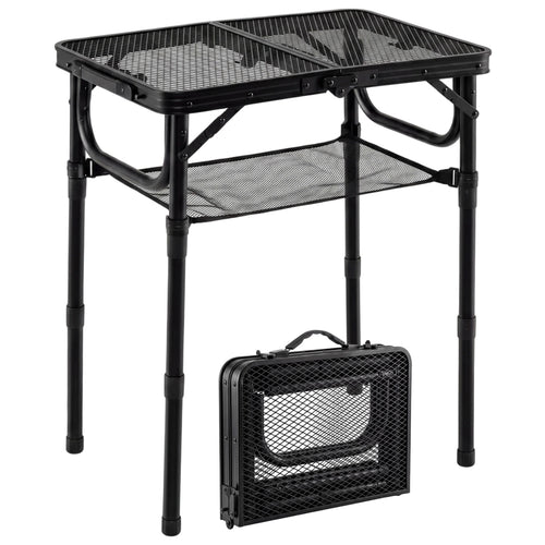 3-Height Folding Picnic Table with Storage, Black