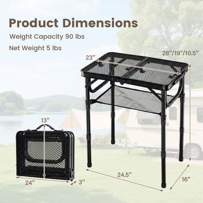 3-Height Folding Picnic Table with Storage, Black Camping Furniture at Gallery Canada