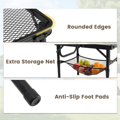 3-Height Folding Picnic Table with Storage, Black Camping Furniture at Gallery Canada