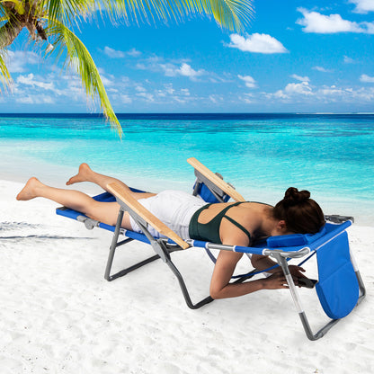 3-IN-1 Foldable Beach Chair with Footrest and Adjustable Backrest, Navy Beach & Lawn Chairs at Gallery Canada