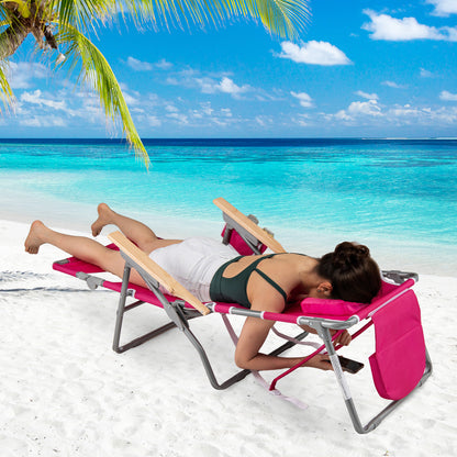 3-IN-1 Foldable Beach Chair with Footrest and Adjustable Backrest, Peach Beach & Lawn Chairs at Gallery Canada