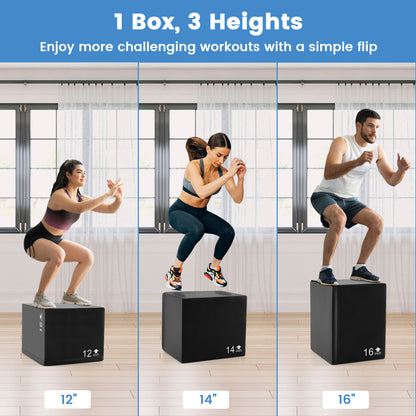 3 In 1 Foam Plyometric Box, 16 Inches, 3 Heights, Easy To Clean PU Cover Sport Equipments at Gallery Canada