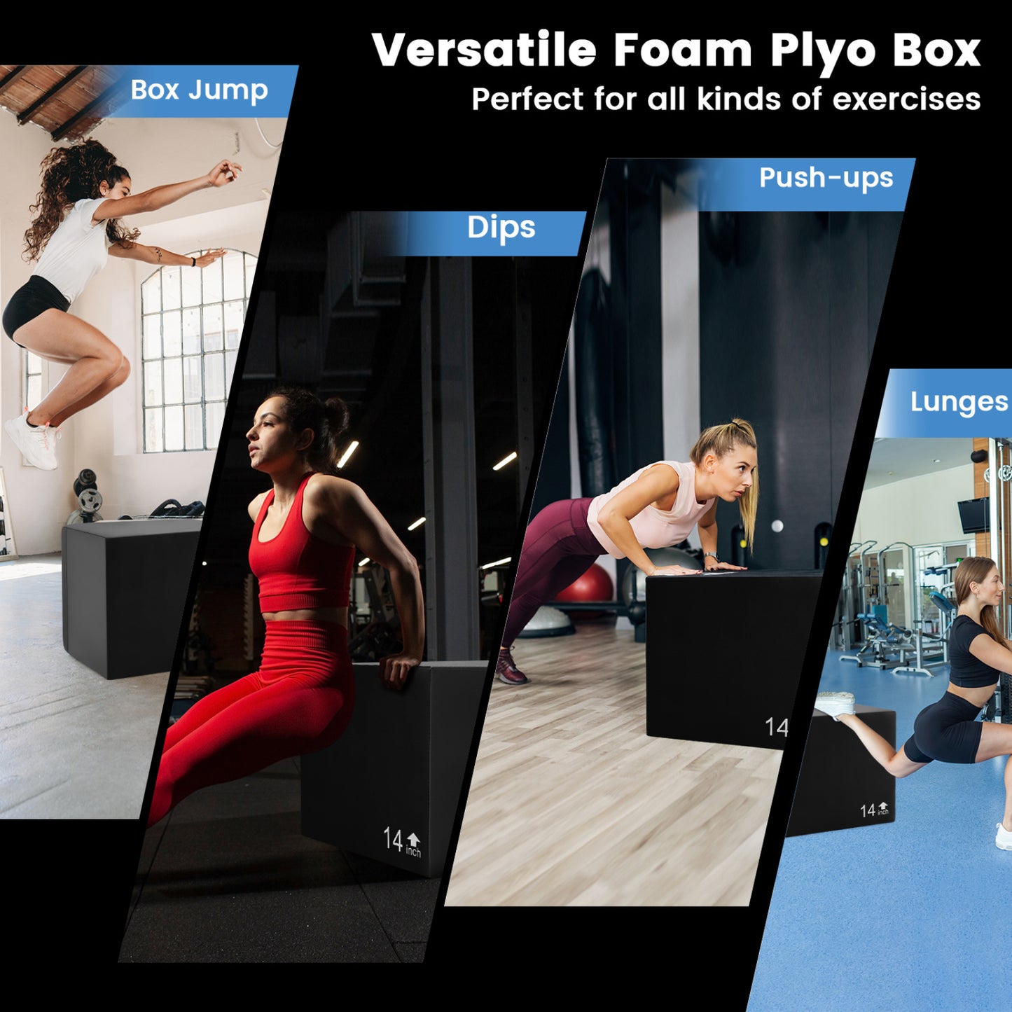 3 In 1 Foam Plyometric Box, 16 Inches, 3 Heights, Easy To Clean PU Cover Sport Equipments at Gallery Canada