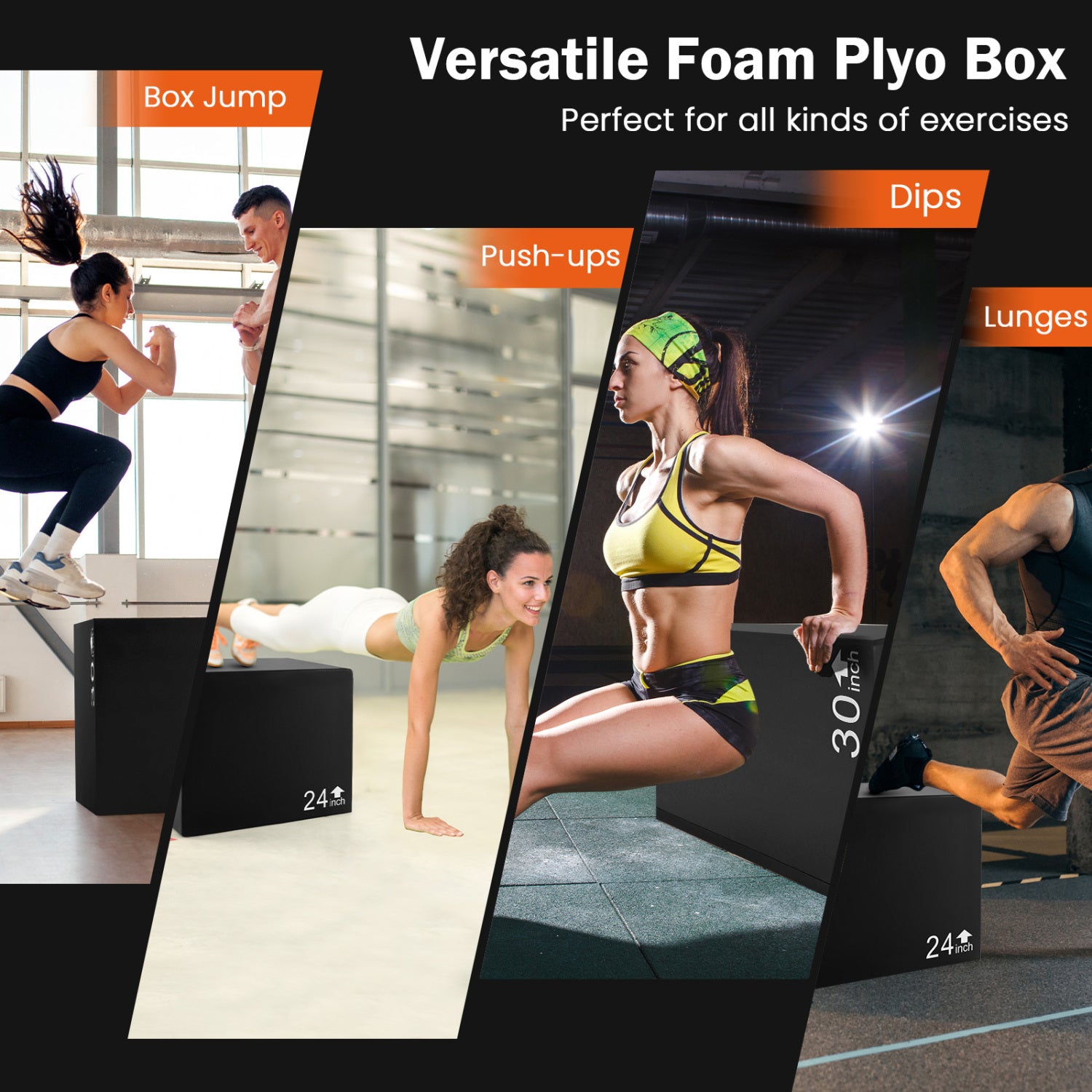 3 In 1 Foam Plyometric Box, 3 Heights, Easy Clean PU Cover, 30 inches Sport Equipments at Gallery Canada