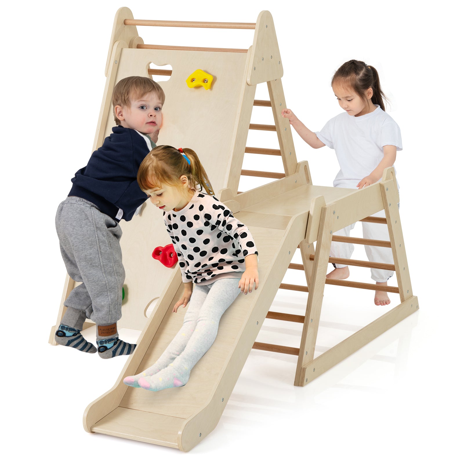3-In 1 Jungle Gym Indoor Playground with Extended Slide for Toddlers, Natural Climbers & Slides at Gallery Canada