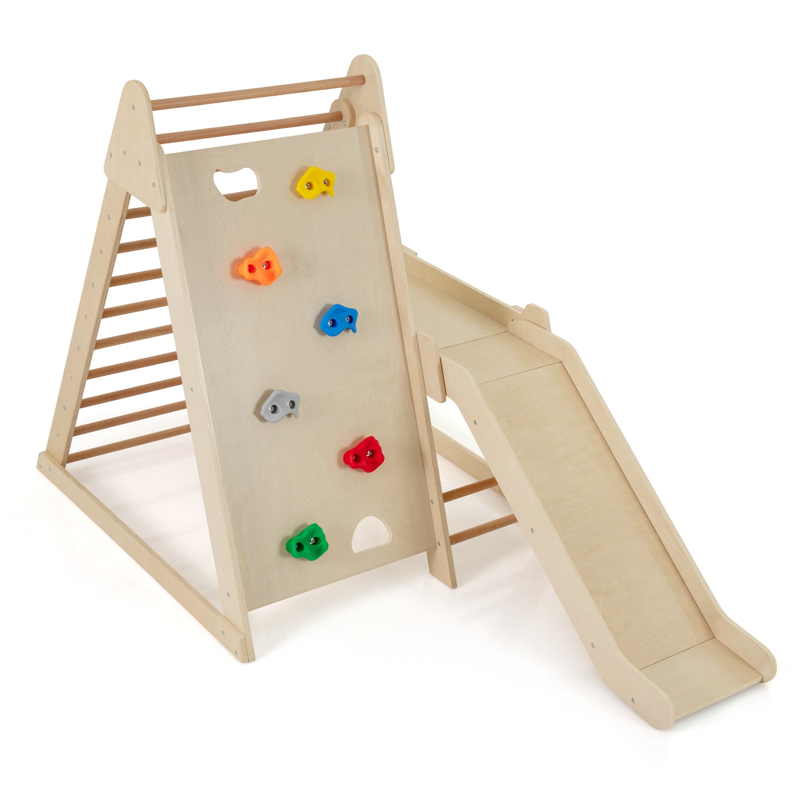 3-In 1 Jungle Gym Indoor Playground with Extended Slide for Toddlers, Natural Climbers & Slides at Gallery Canada
