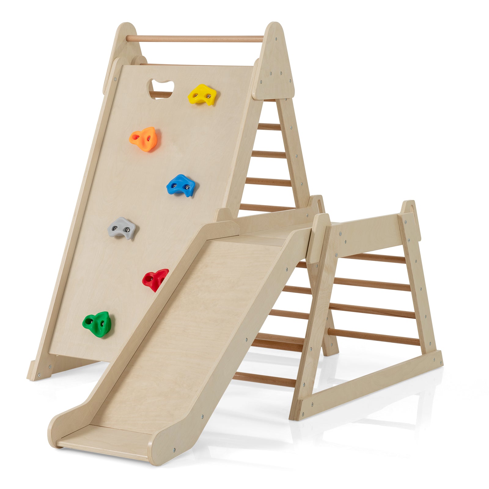 3-In 1 Jungle Gym Indoor Playground with Extended Slide for Toddlers, Natural Climbers & Slides at Gallery Canada