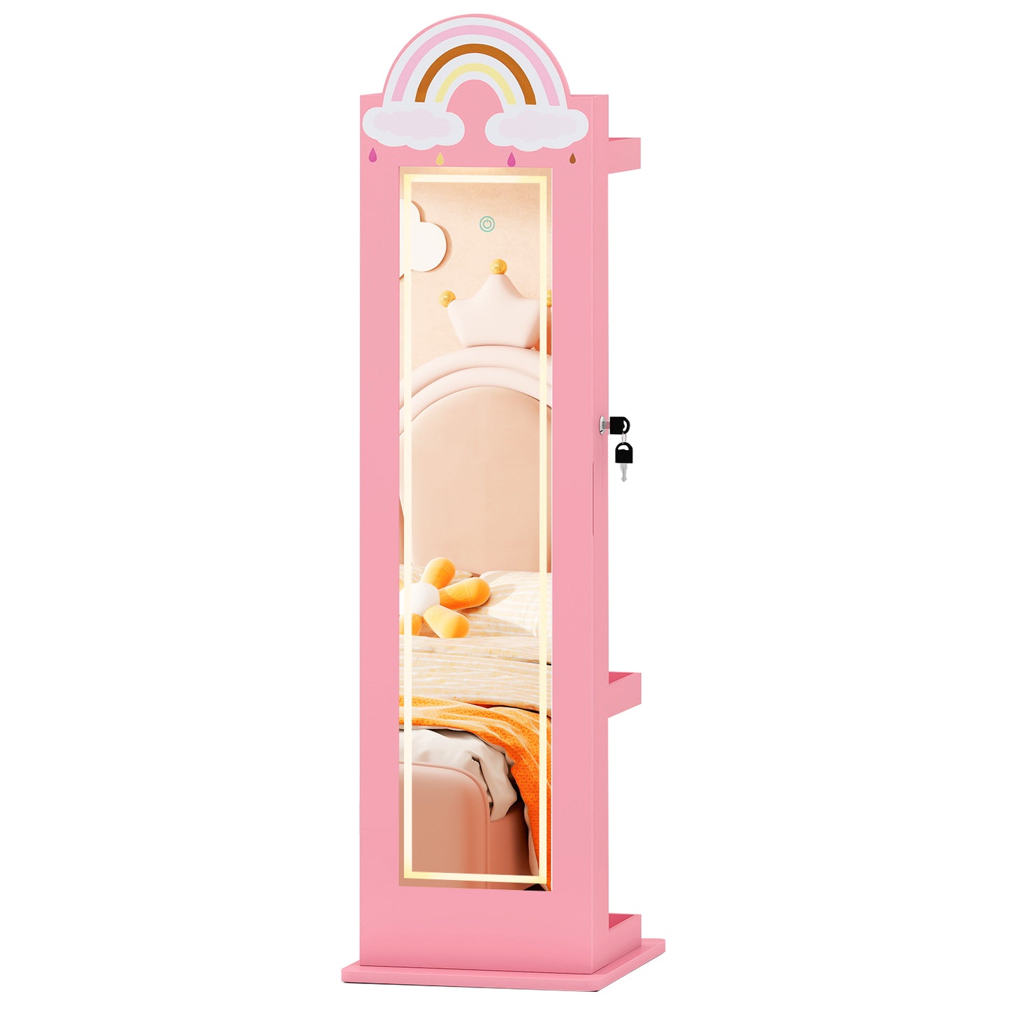 3 In 1 Kids Jewelry Cabinet With Lighted Mirror, Pink Kids Vanities at Gallery Canada