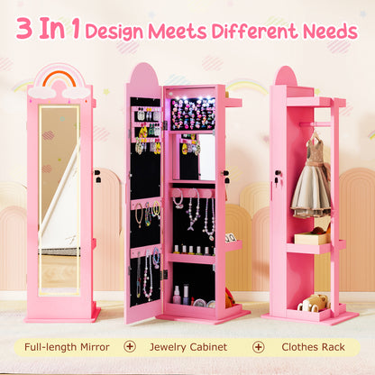 3 In 1 Kids Jewelry Cabinet With Lighted Mirror, Pink Kids Vanities at Gallery Canada