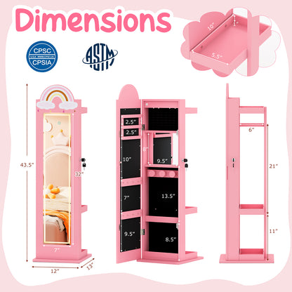 3 In 1 Kids Jewelry Cabinet With Lighted Mirror, Pink Kids Vanities at Gallery Canada
