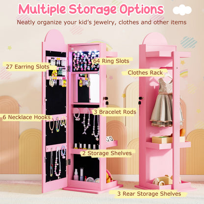 3 In 1 Kids Jewelry Cabinet With Lighted Mirror, Pink Kids Vanities at Gallery Canada