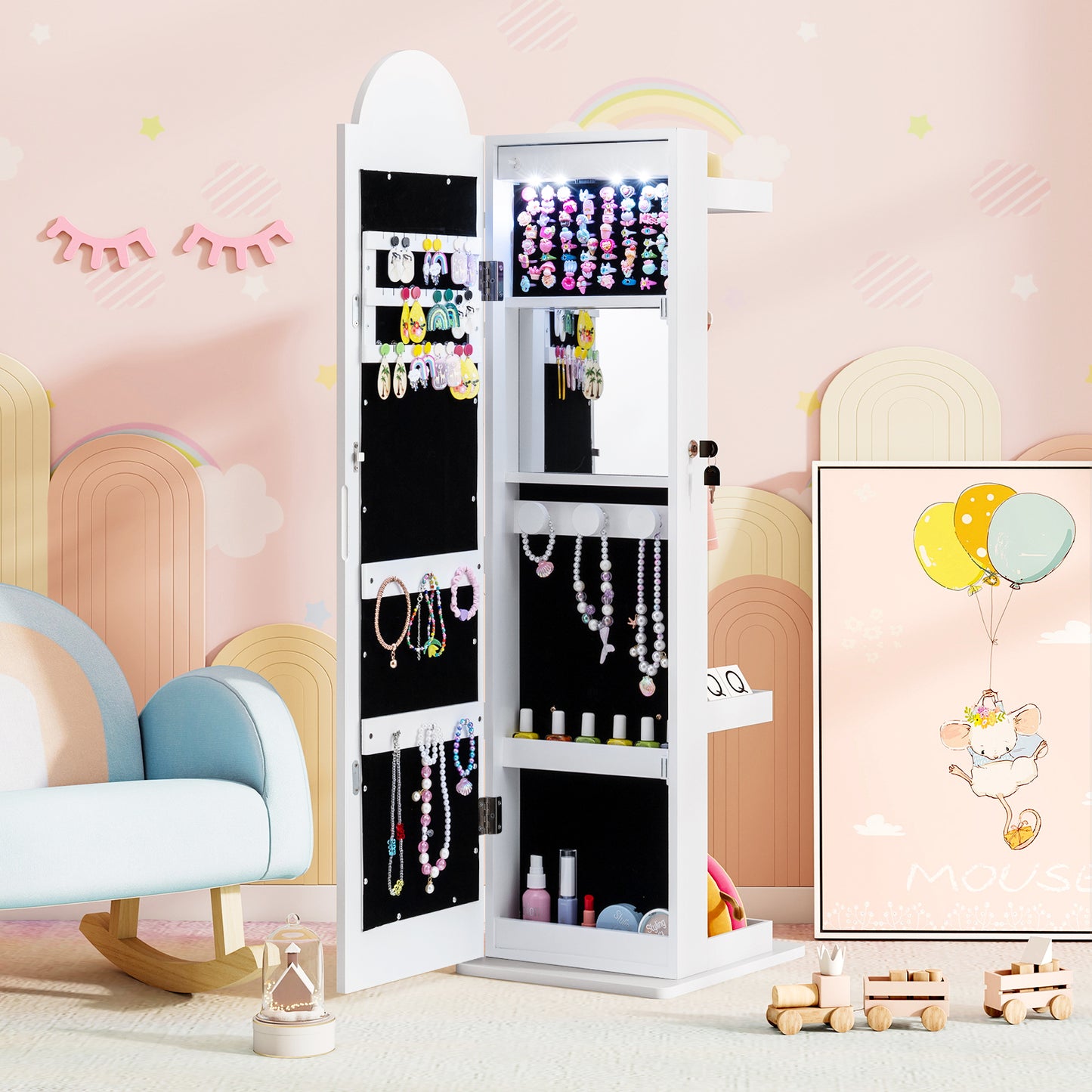 3 In 1 Kids Jewelry Cabinet, Freestanding Armoire, White Kids Vanities at Gallery Canada