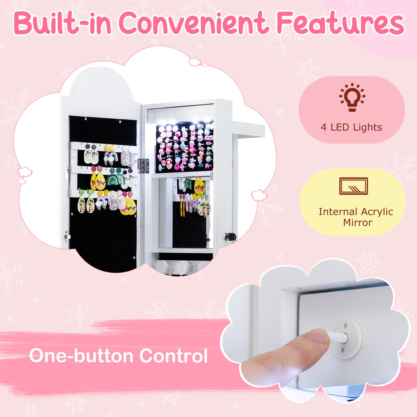 3 In 1 Kids Jewelry Cabinet, Freestanding Armoire, White Kids Vanities at Gallery Canada