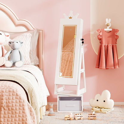 3 In 1 Kids Jewelry Cabinet with 3-Color Lighted Full Length Mirror, White Kids Vanities at Gallery Canada