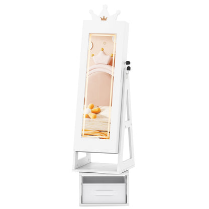 3 In 1 Kids Jewelry Cabinet with 3-Color Lighted Full Length Mirror, White Kids Vanities at Gallery Canada