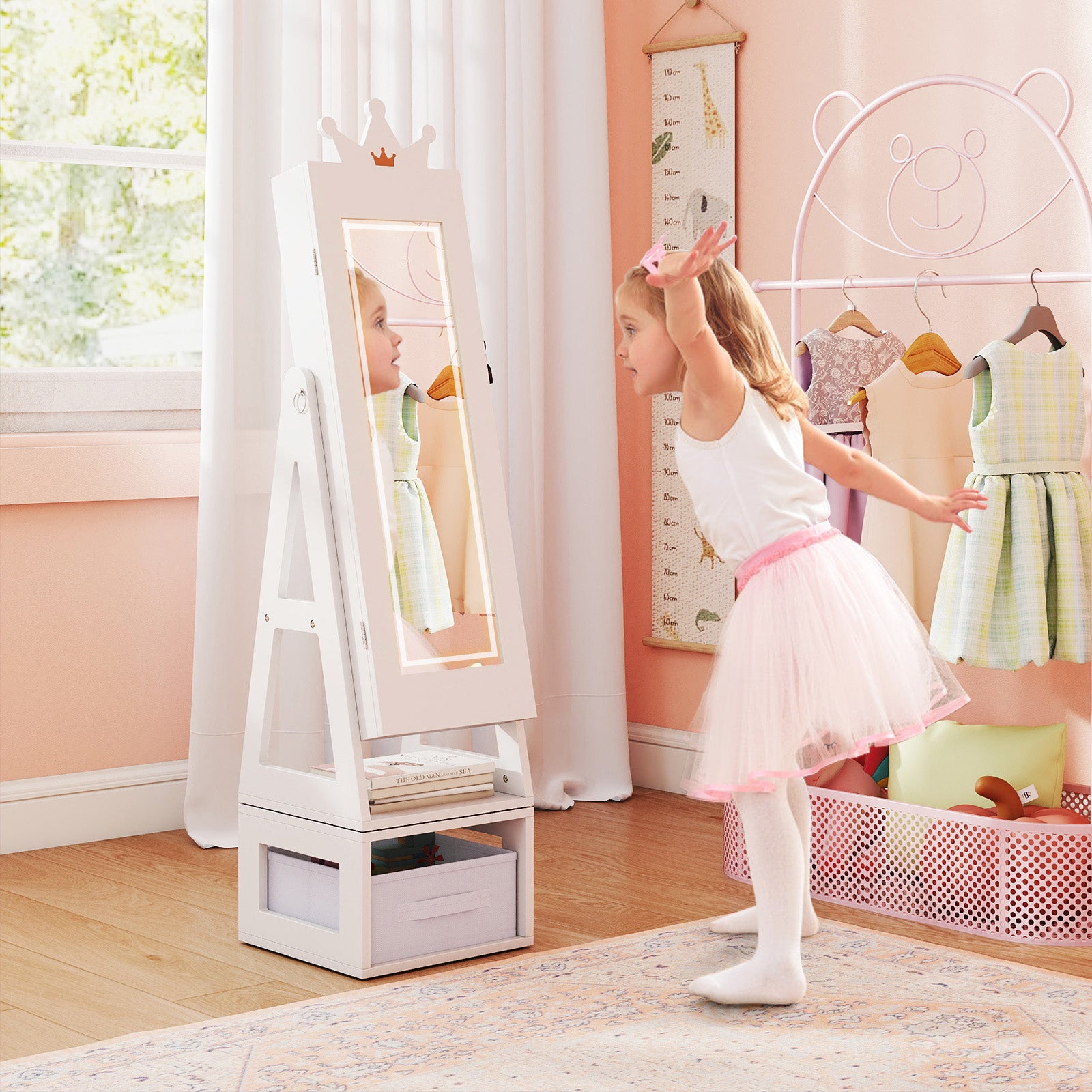 Kids Jewelry Cabinet, 3 In 1, With 3-Color Lighted Mirror, White Kids Vanities at Gallery Canada