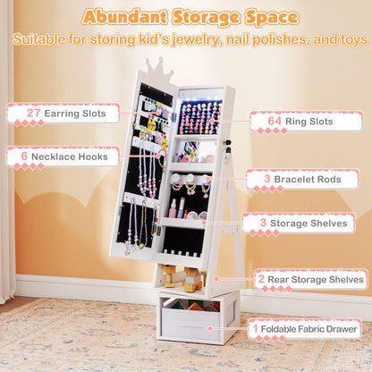 Kids Jewelry Cabinet, 3 In 1, With 3-Color Lighted Mirror, White Kids Vanities at Gallery Canada