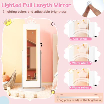 Kids Jewelry Cabinet, 3 In 1, With Lighted Mirror, White Kids Vanities at Gallery Canada