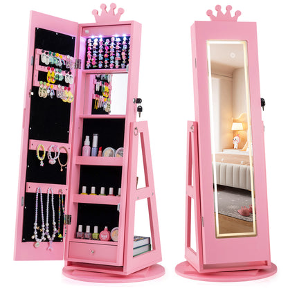 3 In 1 Kids Jewelry Cabinet, With Lighted Full Length Mirror, Pink Kids Vanities at Gallery Canada