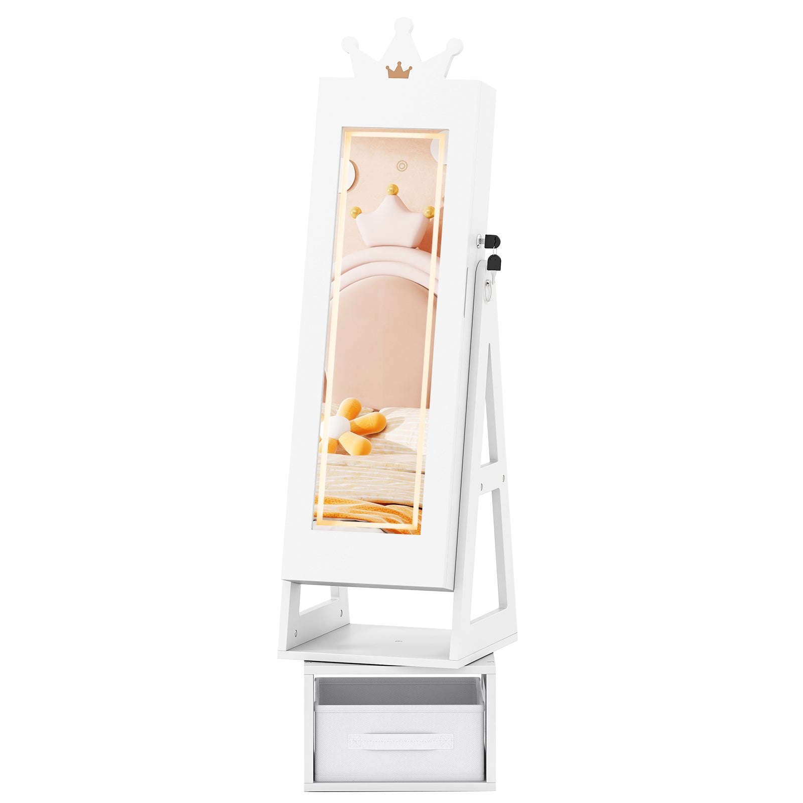 Kids Jewelry Cabinet, 3 In 1, With 3-Color Lighted Mirror, White Kids Vanities at Gallery Canada