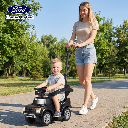 3-In-1 Licensed Ford Push Car For Toddlers, Black Push & Pedal Ride On Toys Black at Gallery Canada