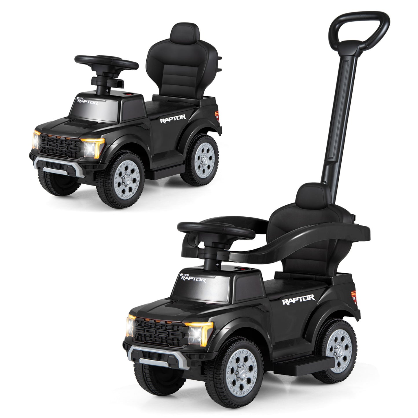 3-In-1 Licensed Ford Push Car For Toddlers, Black Push & Pedal Ride On Toys at Gallery Canada