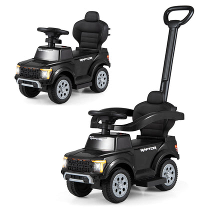 3-In-1 Licensed Ford Push Car For Toddlers, Black Push & Pedal Ride On Toys at Gallery Canada