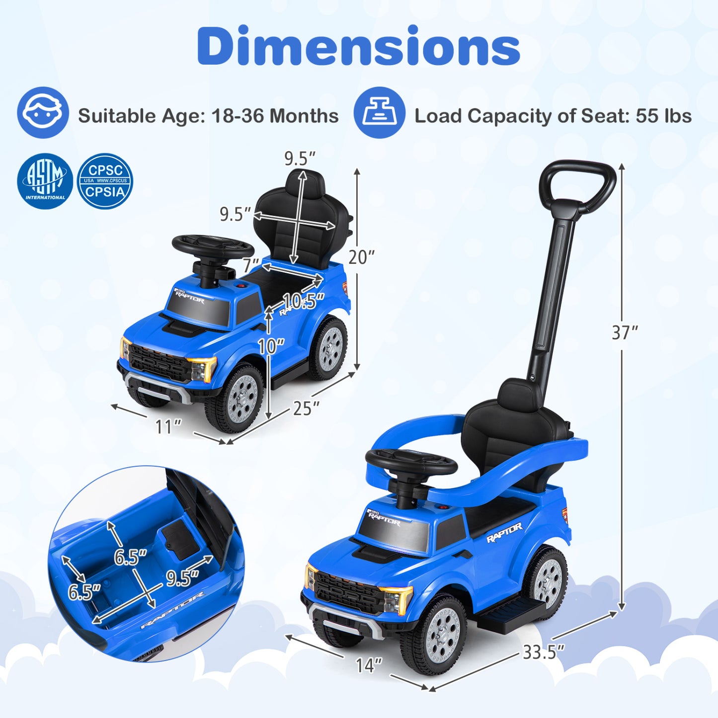 Licensed Ford Push Car for Toddlers Push & Pedal Ride On Toys at Gallery Canada
