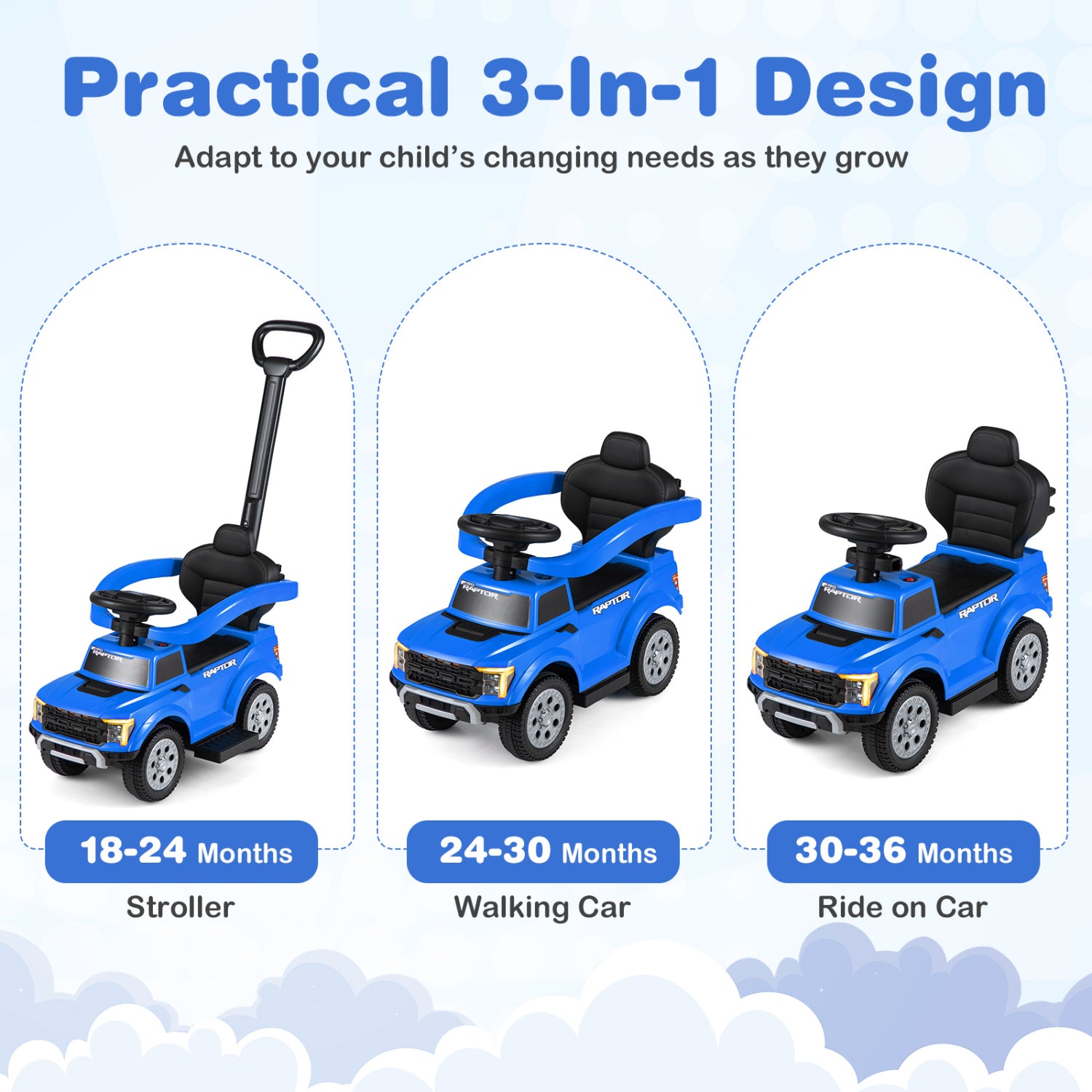 Licensed Ford Push Car for Toddlers Push & Pedal Ride On Toys at Gallery Canada