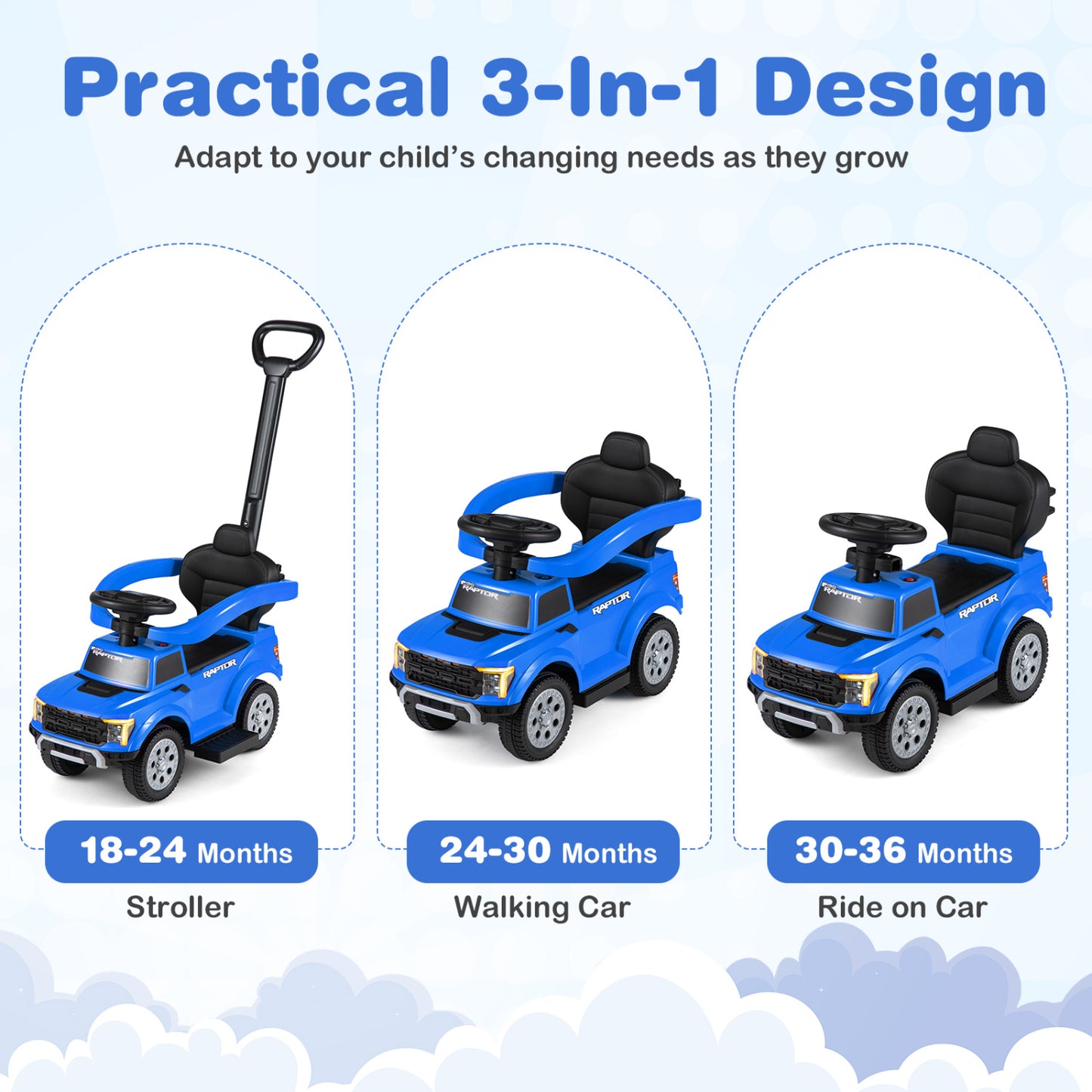 Licensed Ford Push Car for Toddlers Push & Pedal Ride On Toys at Gallery Canada