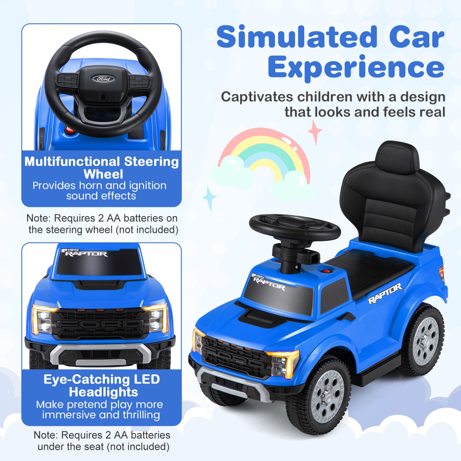 Licensed Ford Push Car for Toddlers Push & Pedal Ride On Toys at Gallery Canada