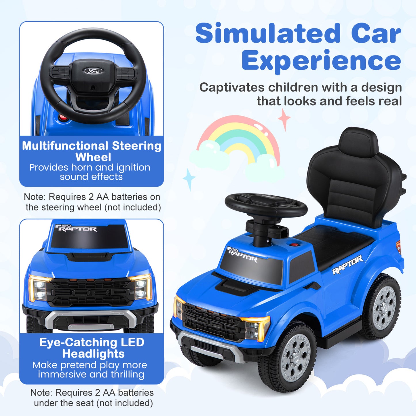 Licensed Ford Push Car for Toddlers Push & Pedal Ride On Toys at Gallery Canada