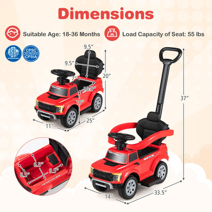 3-In-1 Licensed Ford Push Car, Red Push & Pedal Ride On Toys at Gallery Canada