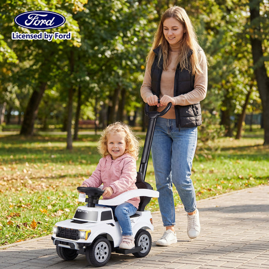 3-In-1 Licensed Ford Push Car, White Push & Pedal Ride On Toys White at Gallery Canada