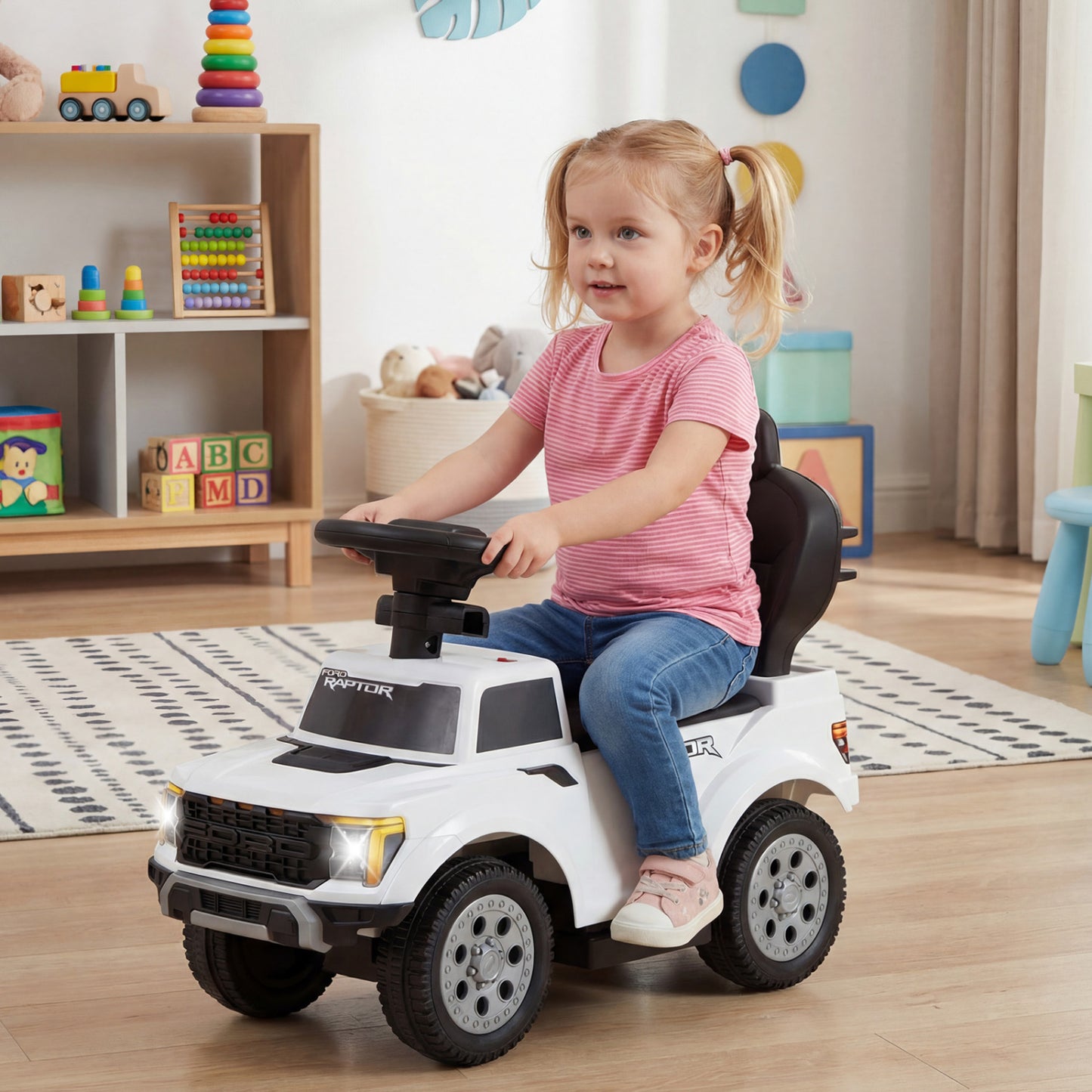 3-In-1 Licensed Ford Push Car, White Push & Pedal Ride On Toys at Gallery Canada