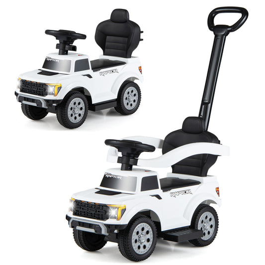 3-In-1 Licensed Ford Push Car, White Push & Pedal Ride On Toys White at Gallery Canada