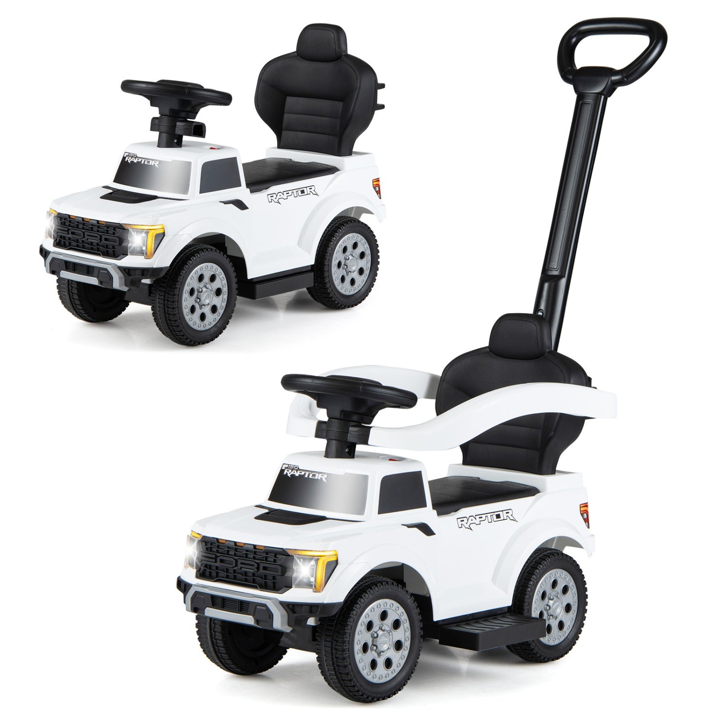 3-In-1 Licensed Ford Push Car, White Push & Pedal Ride On Toys at Gallery Canada