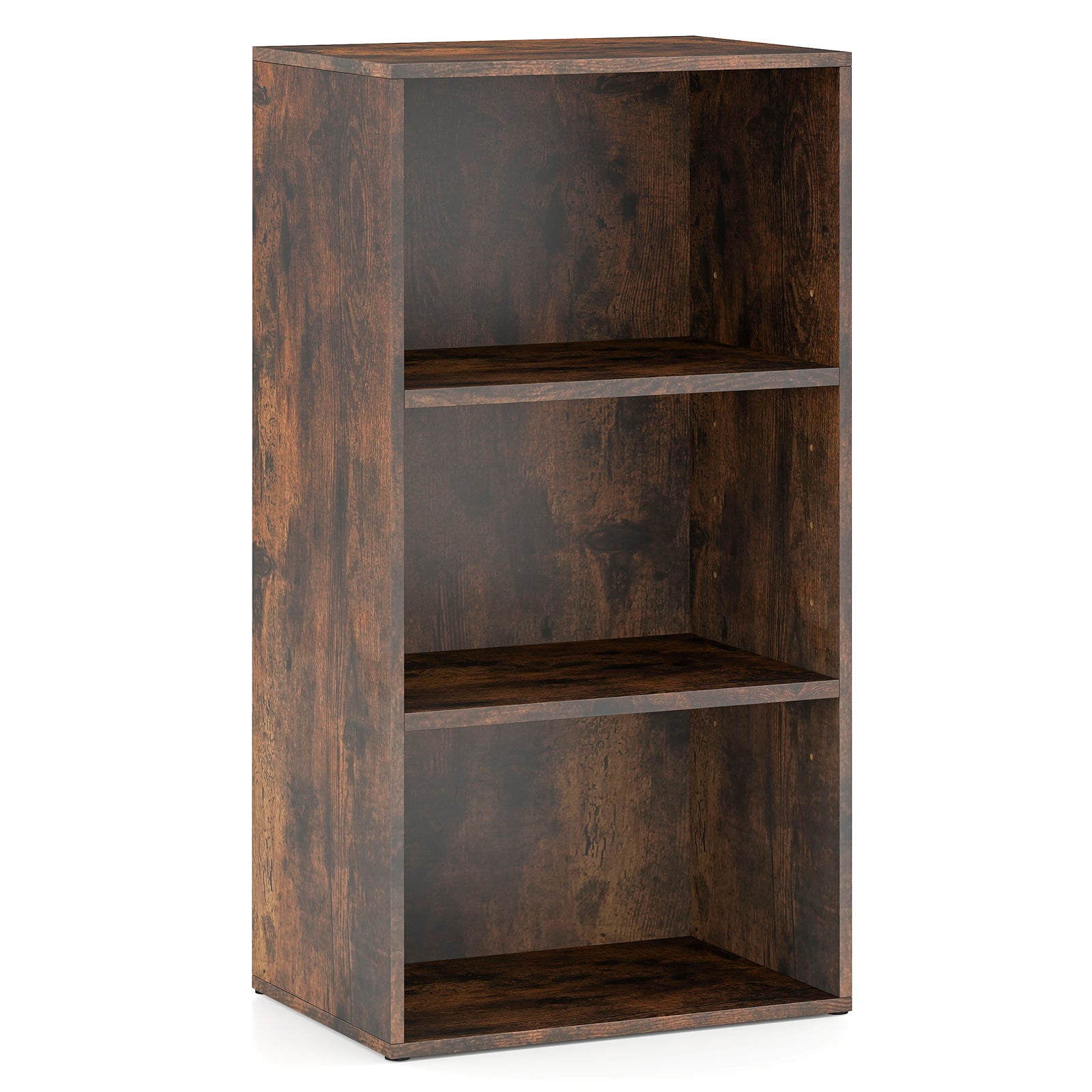 3 Open Shelf Bookcase Modern Storage Display Cabinet, Rustic Brown Bookcases at Gallery Canada