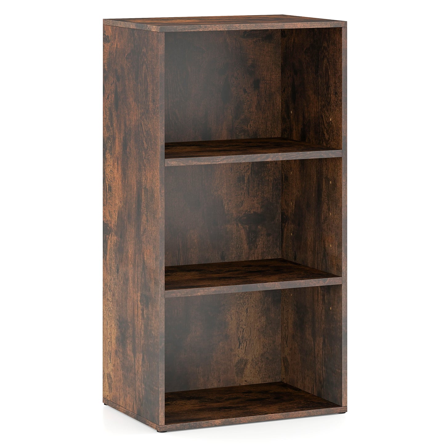 3 Open Shelf Bookcase Modern Storage Display Cabinet, Rustic Brown Bookcases at Gallery Canada