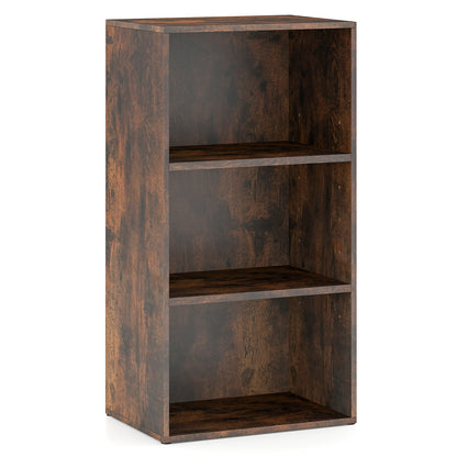3 Open Shelf Bookcase Modern Storage Display Cabinet, Rustic Brown Bookcases at Gallery Canada