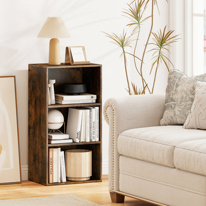 3 Open Shelf Bookcase Modern Storage Display Cabinet, Rustic Brown Bookcases at Gallery Canada